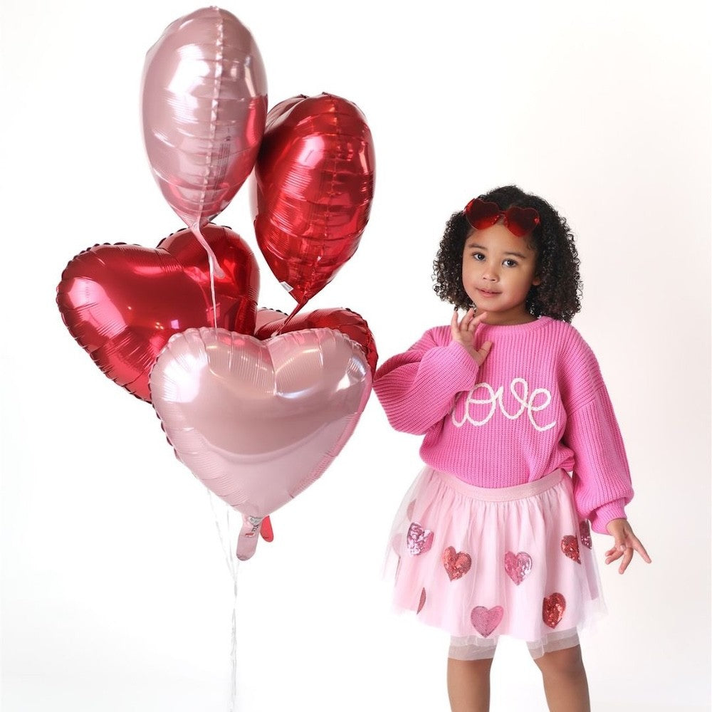 Sweet Wink Girls Valentine's Day Tutu Skirt - Pink with Red Sequin Hearts