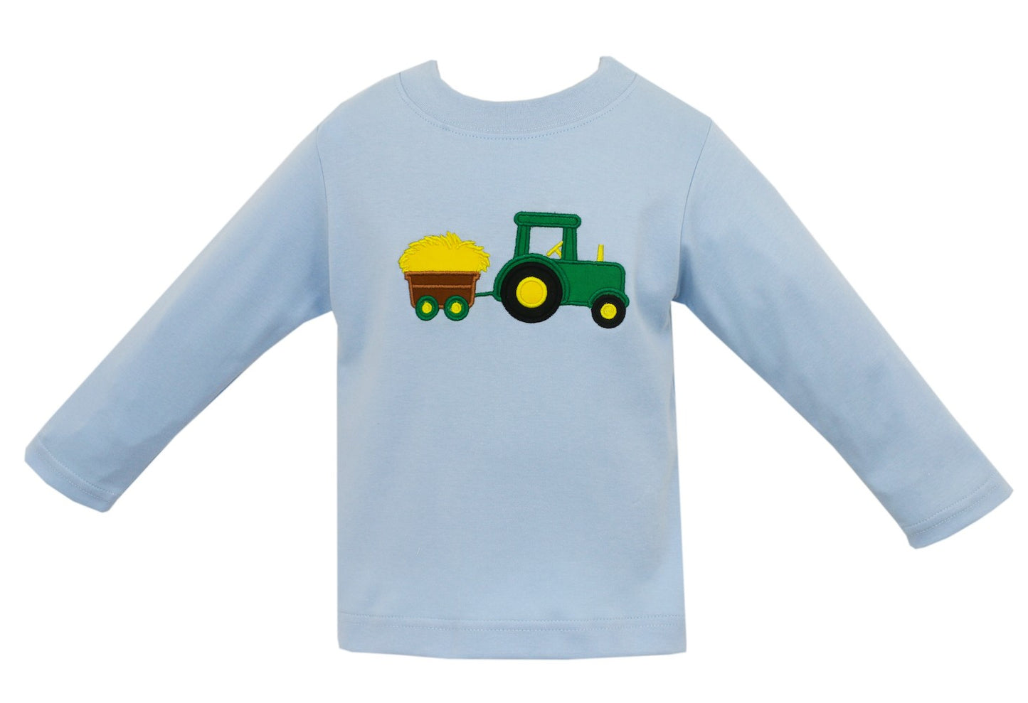 Claire & Charlie Boys Light Blue Shirt - Applique Tractor