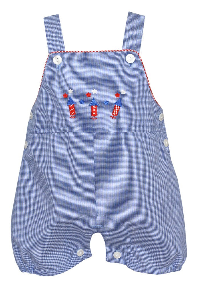 Anavini Baby / Toddler Boys Royal Blue Check Patriotic Sunsuit by Anavini