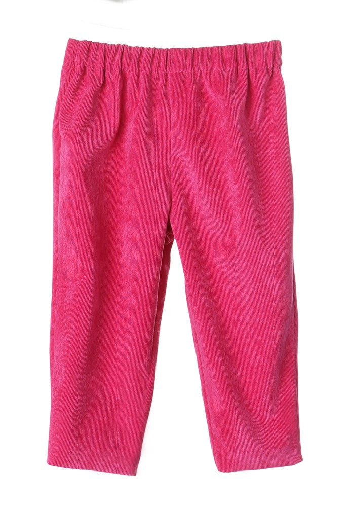 Sophie & Lucas Girls Fuchsia Pink Cord Pants with Corduroy Candy Print Scallop Top