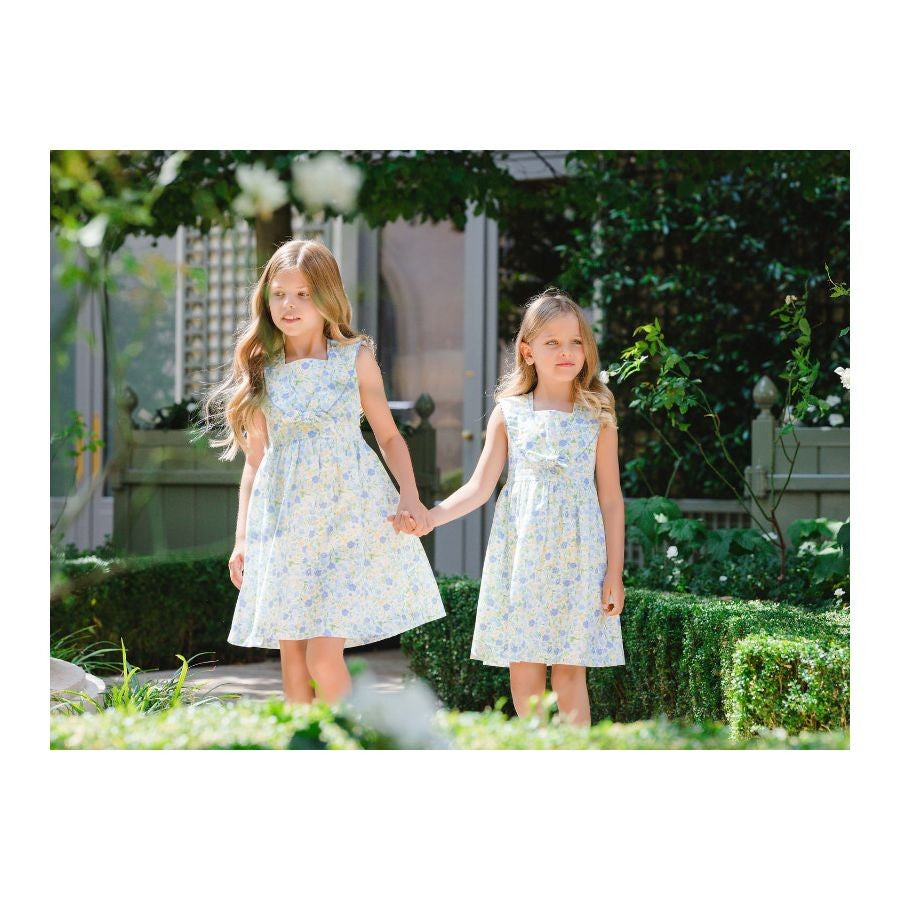 Sal & Pimenta Girls Dress - Sailor Collar - Yellow & Blue Sunshine Floral