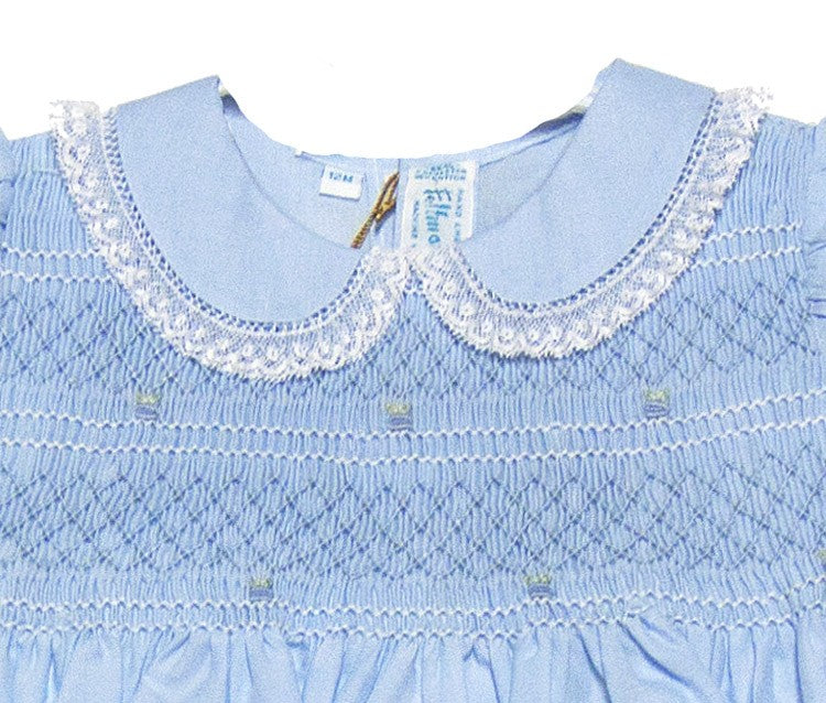 Feltman Brothers Baby Girls Midgie Smocked Dress with Collar - Light Blue