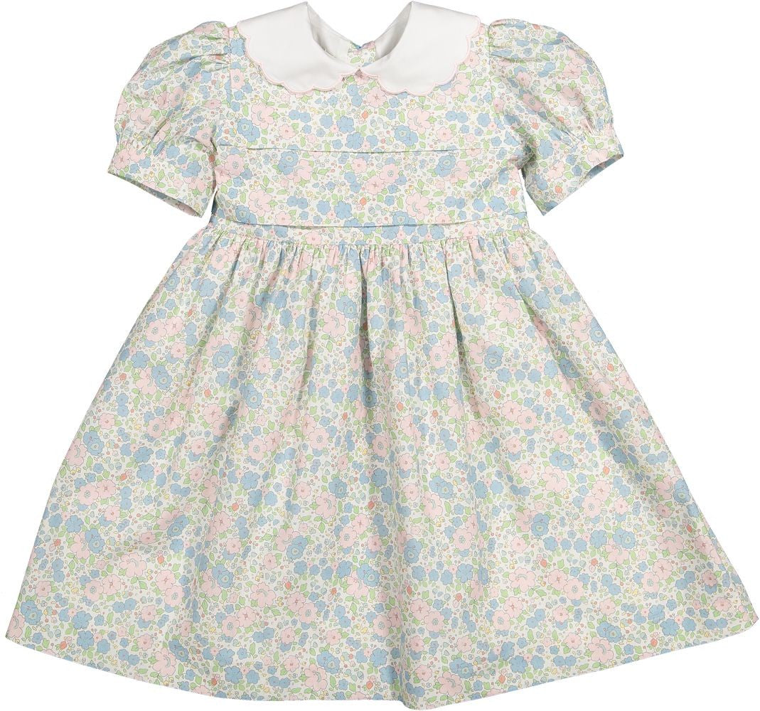 Sal & Pimenta Girls Dress - Blue & Pink Sprinkles Floral