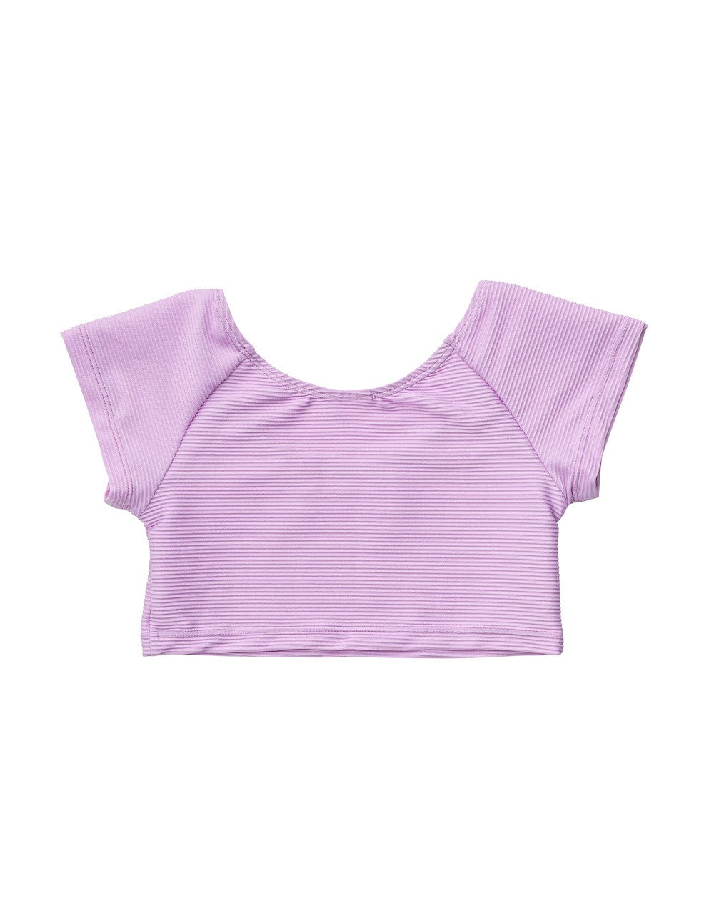 Snapper Rock Girls Crop Rash Guard Top - Lavender Rib by Snapper Rock