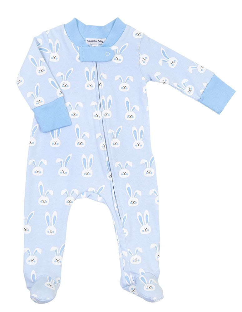 Magnolia Baby Boys Blue Easter Bunnies Printed Zipped Footie