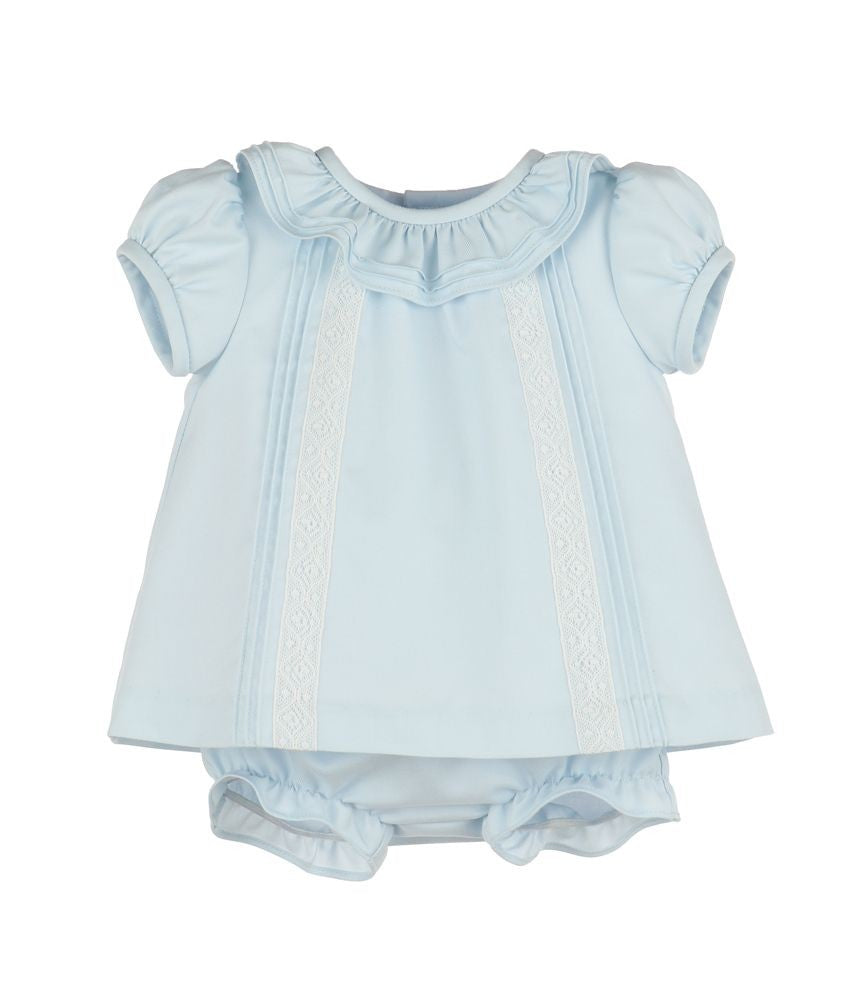 Luli & Me Baby Girls Pintucks & Lace Dress - Blue