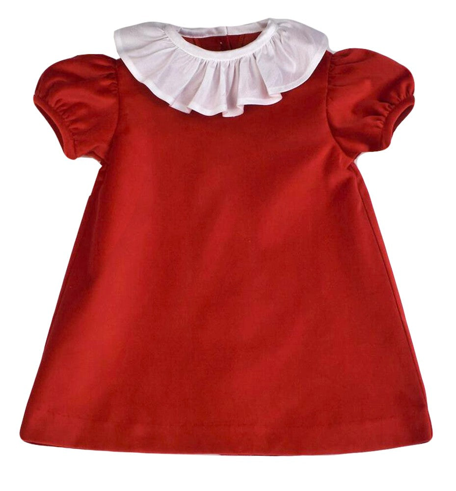 Funtasia Too Girls Velveteen Float Dress - Ruffle Neck - Red