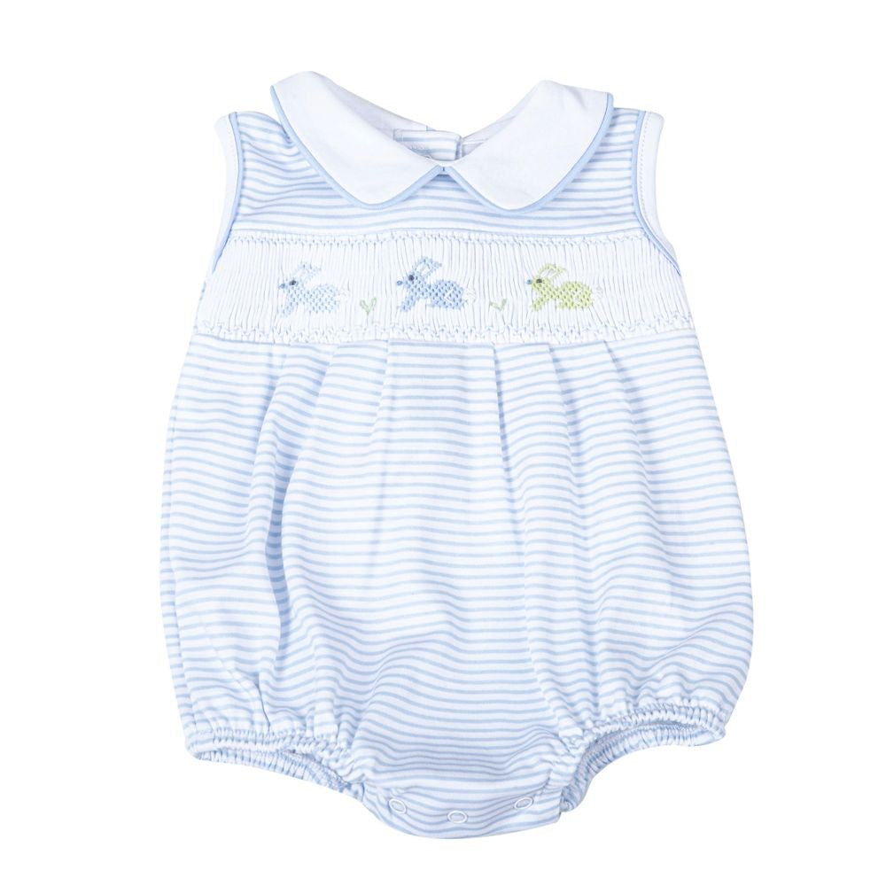 Magnolia Baby Boys Blue Hoppity Hop Bunny Classics Smocked Bubble