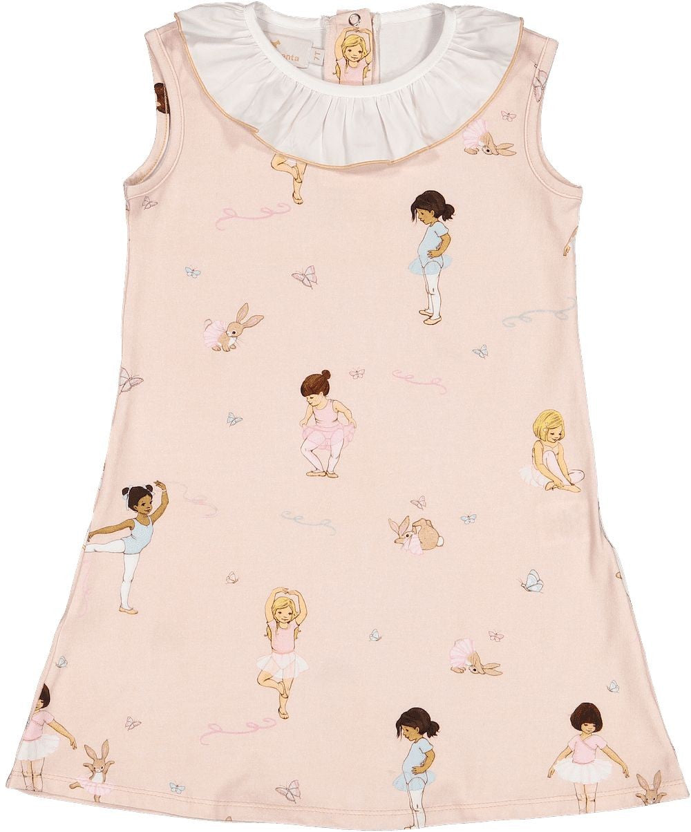 Sal & Pimenta Girls Sleeveless A-Line Dress - Pink Ballerinas