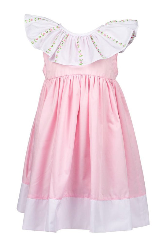 Proper Peony Girls Vivian Pink Dress - Fancy Collar