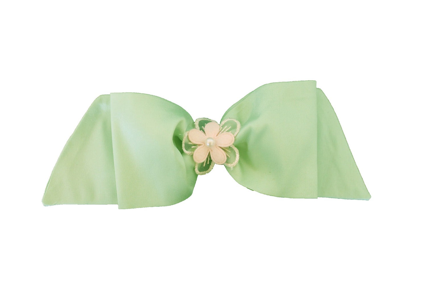 Susanne Lively Girls Hair Bow to Match Dress - Green with Pink Flower by Susanne Lively