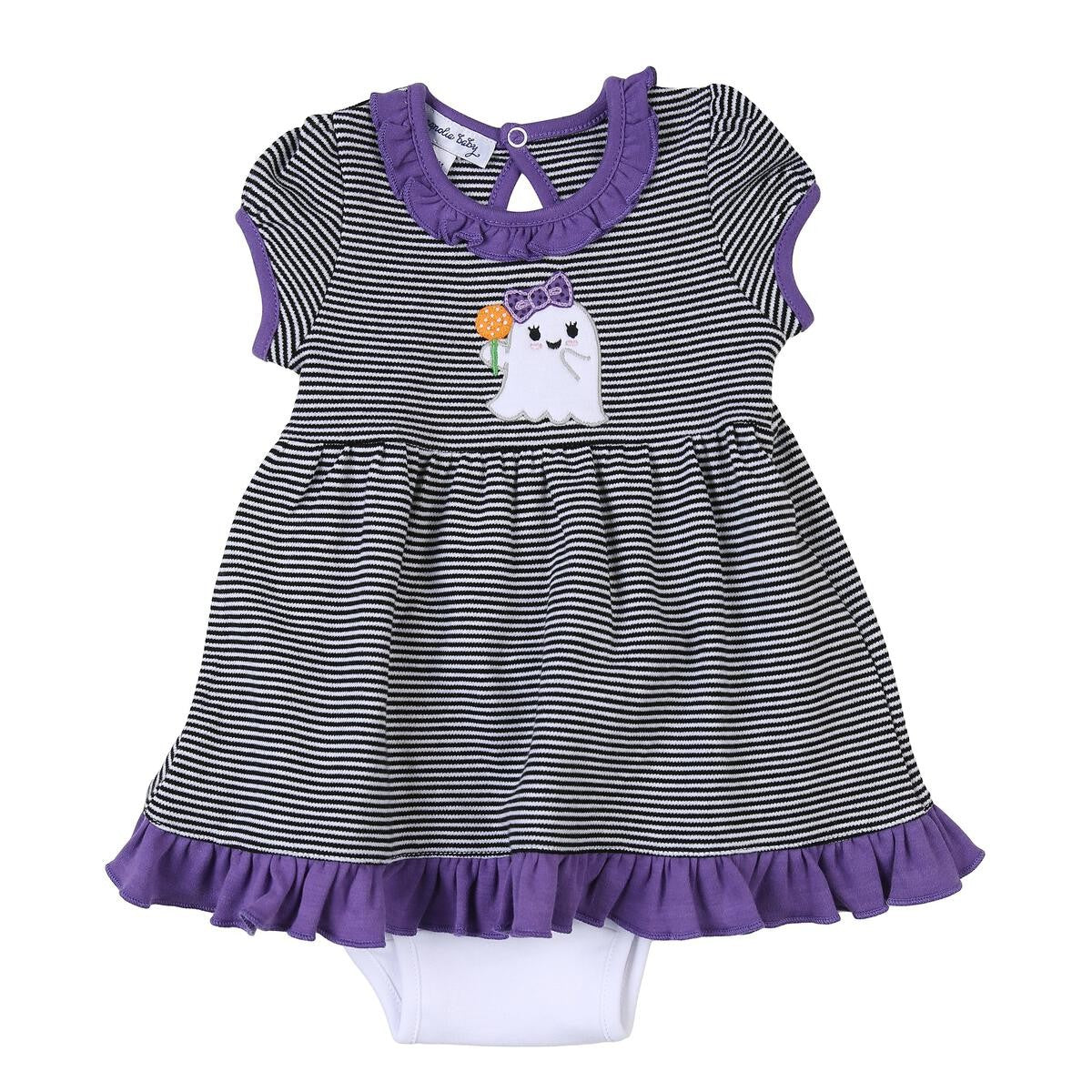Magnolia Baby Girls Black Stripe Halloween Boo-tiful! Ghost Dress