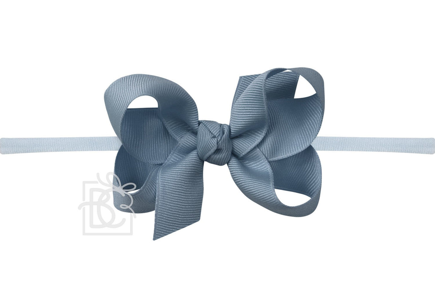 Beyond Creations Girls 1/4" Pantyhose Headband with Attached Bow - Grosgrain - Williamsburg Blue