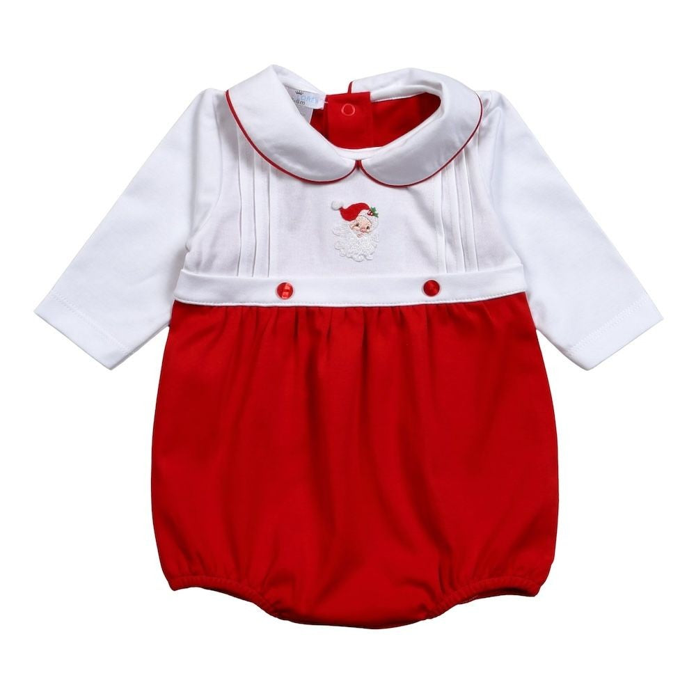 Baby Loren Red Santa Claus Hand Embroidered Pima Bubble - Boys by Baby Loren