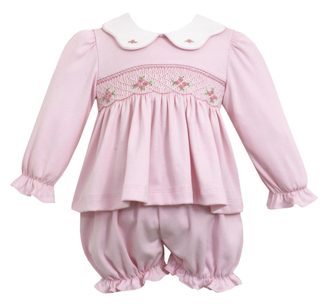 Petit Bebe Baby / Toddler Girls Pink Knit Smocked Bloomers Set by Petit Bebe