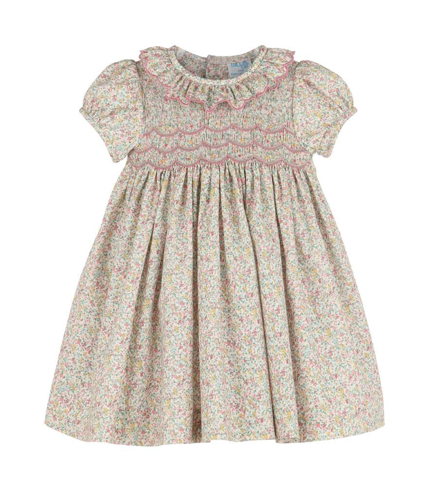 Luli & Me Girls Enchanting Harvest Smocked Dress - Pink Floral