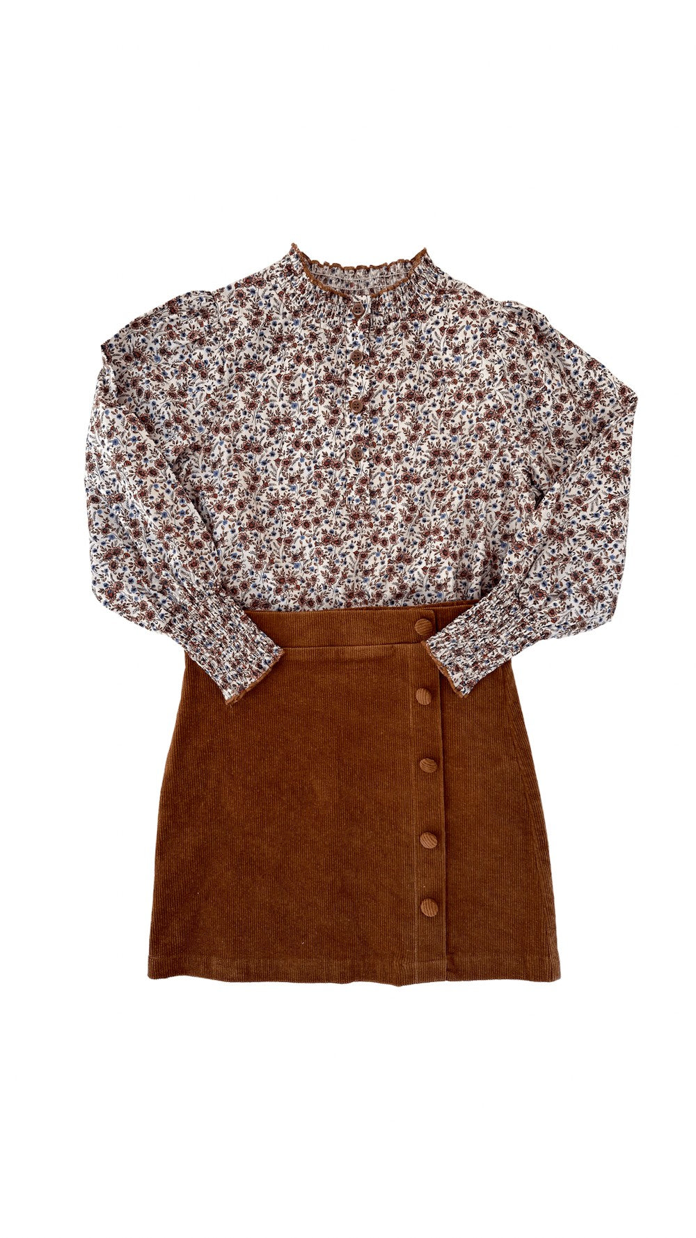 pleat Collection Girls Reese Skirt - Honey Brown Cord
