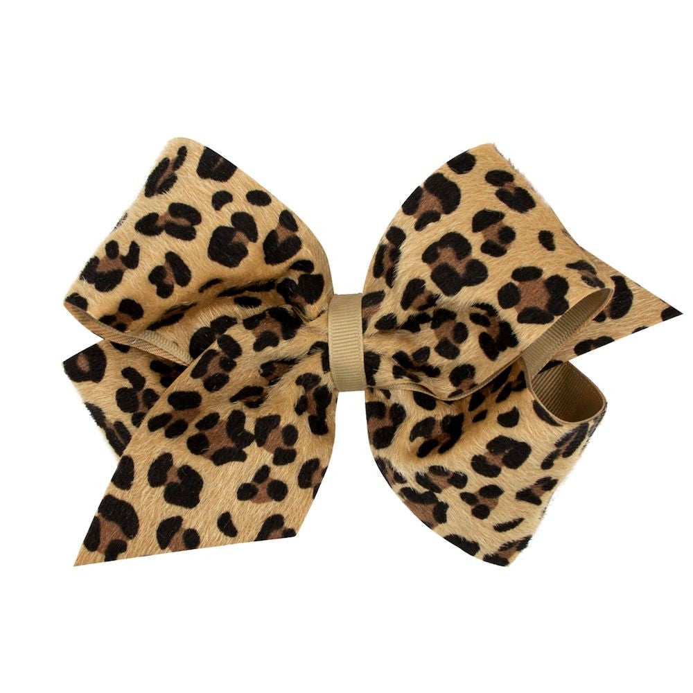 Wee Ones Girls Faux Leopard Fur Overlay Bow