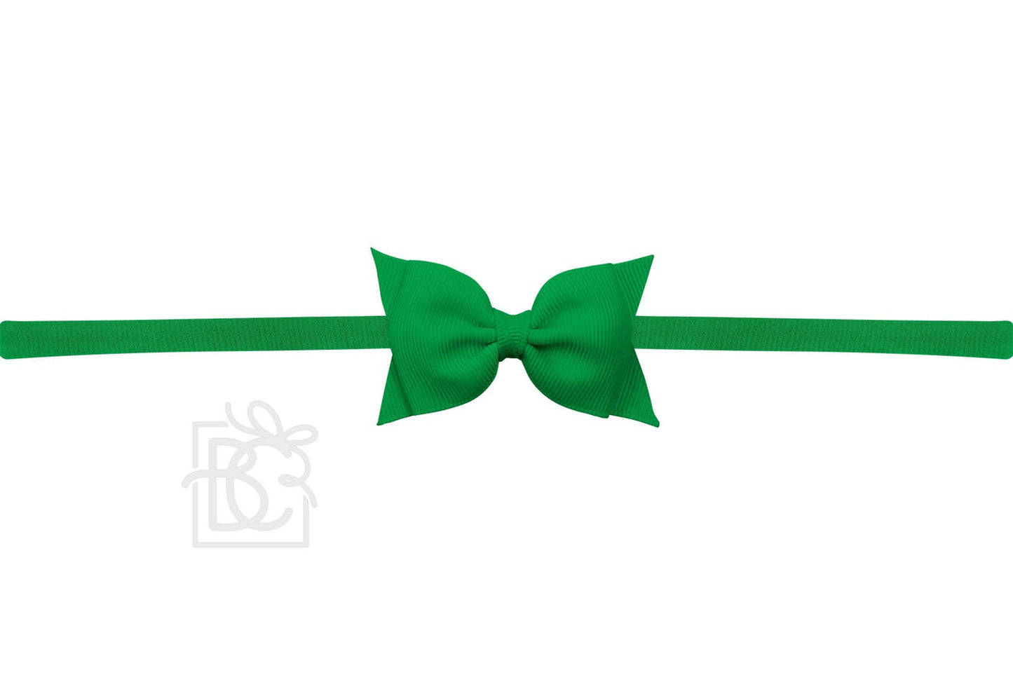 Beyond Creations Girls Sophia 1/4" Pantyhose Headband with Dainty Flat Grosgrain Bow - Emerald Green by Beyond Creations