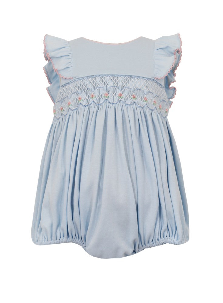 Petit Bebe Knits Baby Girls Light Blue Bubble - Smocked in Pink