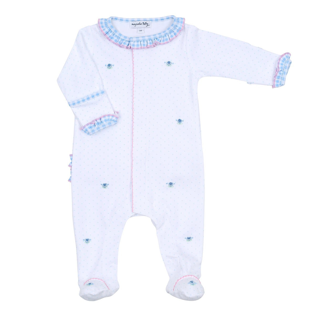 Magnolia Baby Girls Anna's Classics White Scattered Ruffle Footie