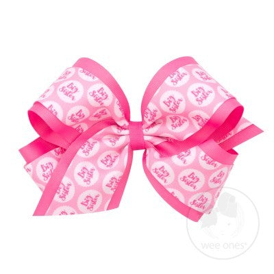 Wee Ones Girls Pink Big Sister Printed Hair Bow
