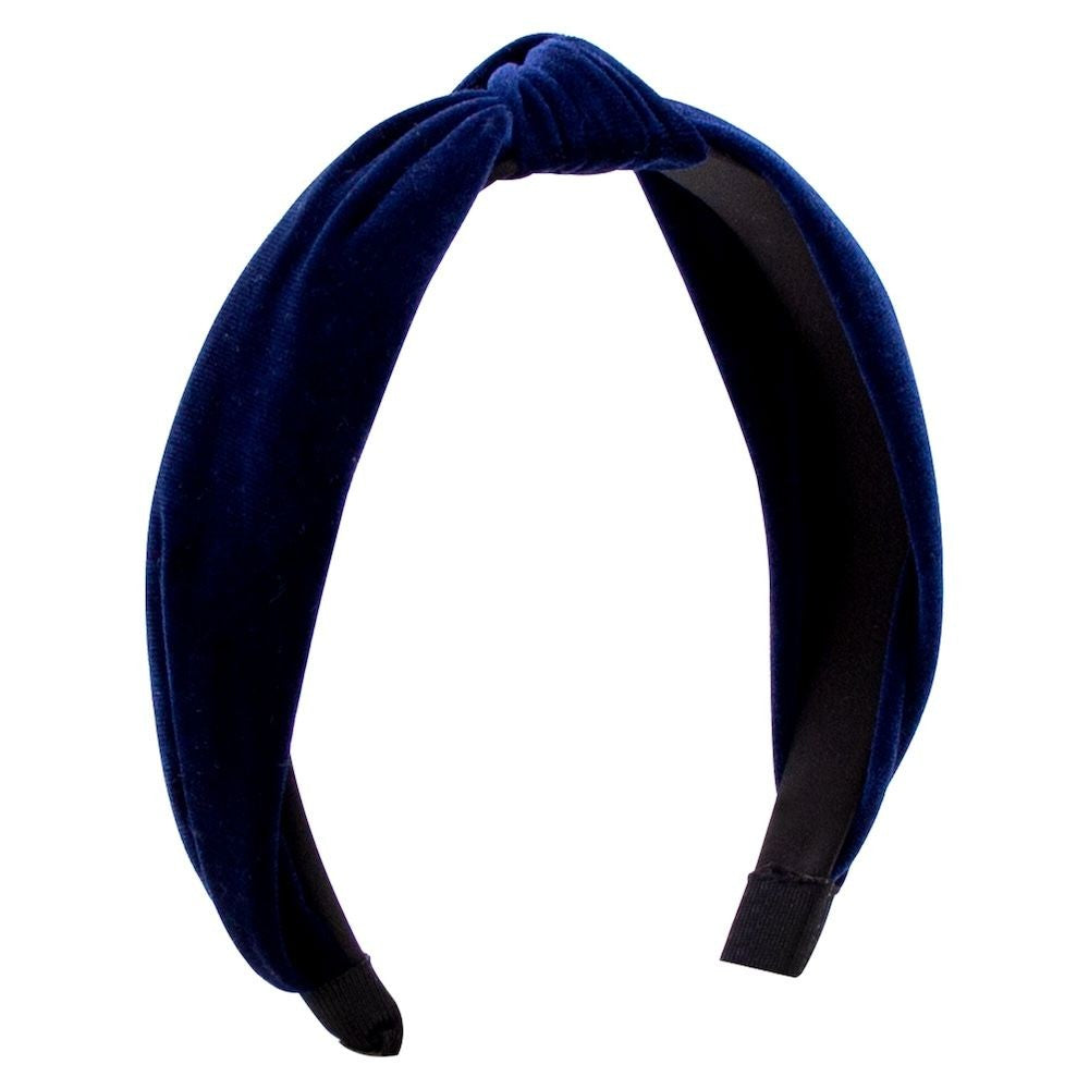 Wee Ones Girls Velvet Wrap Headband with Knot - Navy Blue