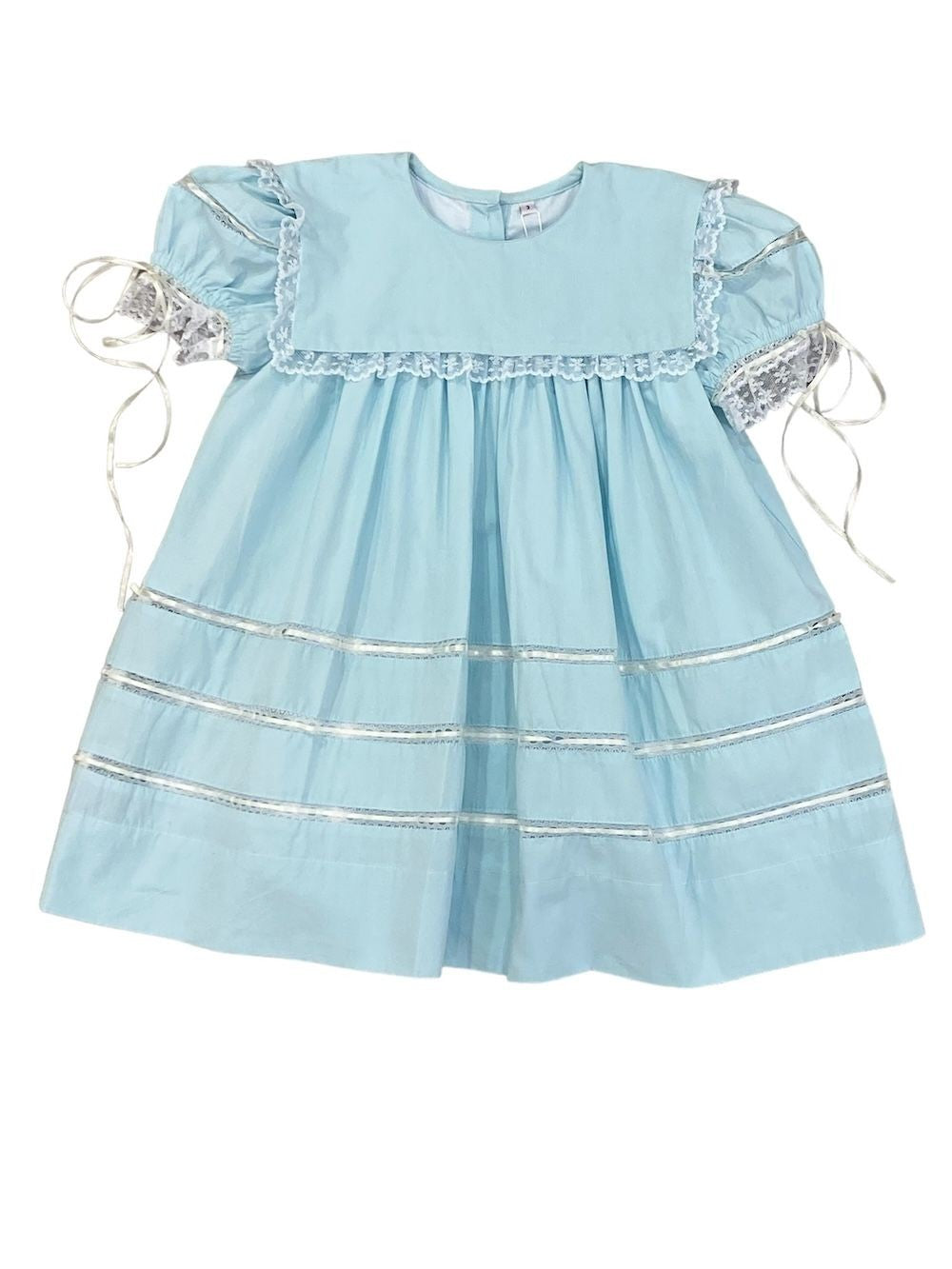 LuLu BeBe Girls Victoria Heirloom Dress - Lace Details - Blue 2T LuLu BeBe Girls Victoria Heirloom Dress - Lace Details - Blue 2T