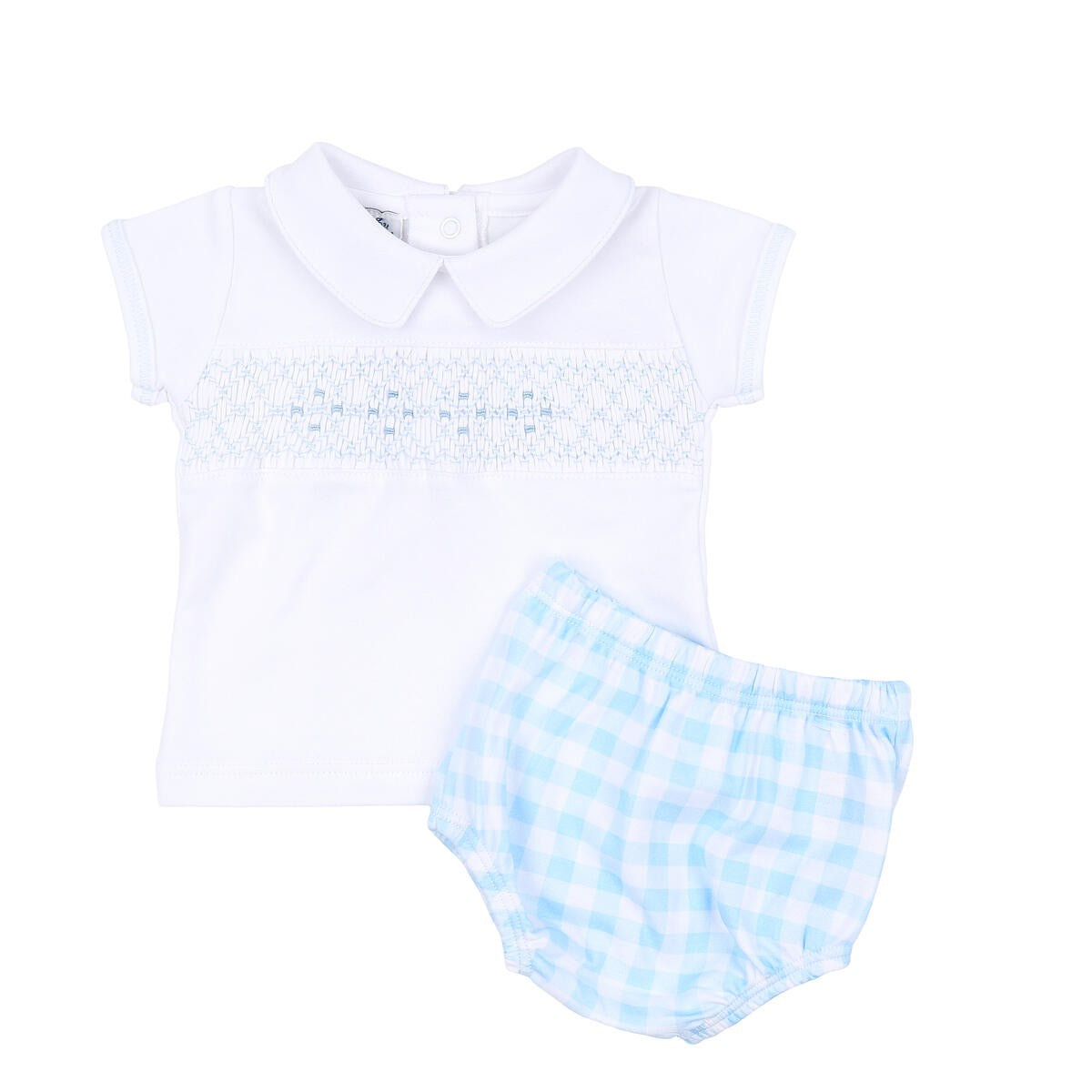 Magnolia Baby Boys Blue Checks Smocked Collared Diaper Set by Magnolia Baby
