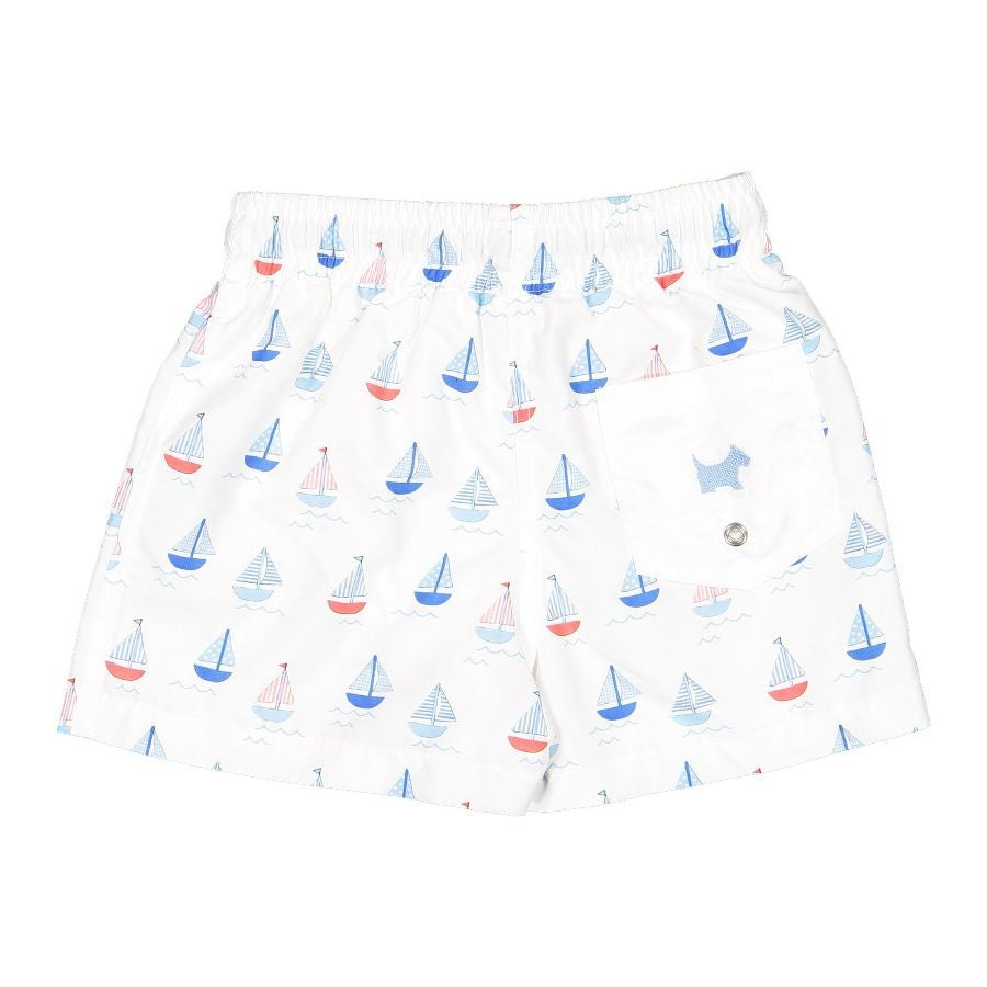 Sal & Pimenta Boys Swim Trunks - Day at Sea Blue Sailboats by Sal & Pimenta