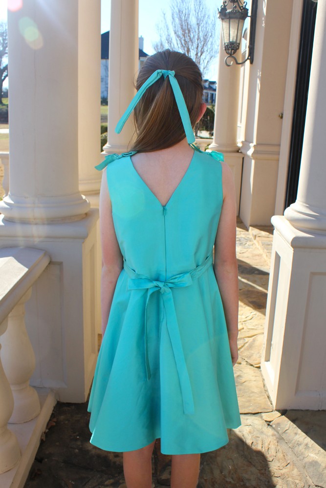 Susanne Lively Girls Capri Blue Twirl Dress with Bows at Shoulders