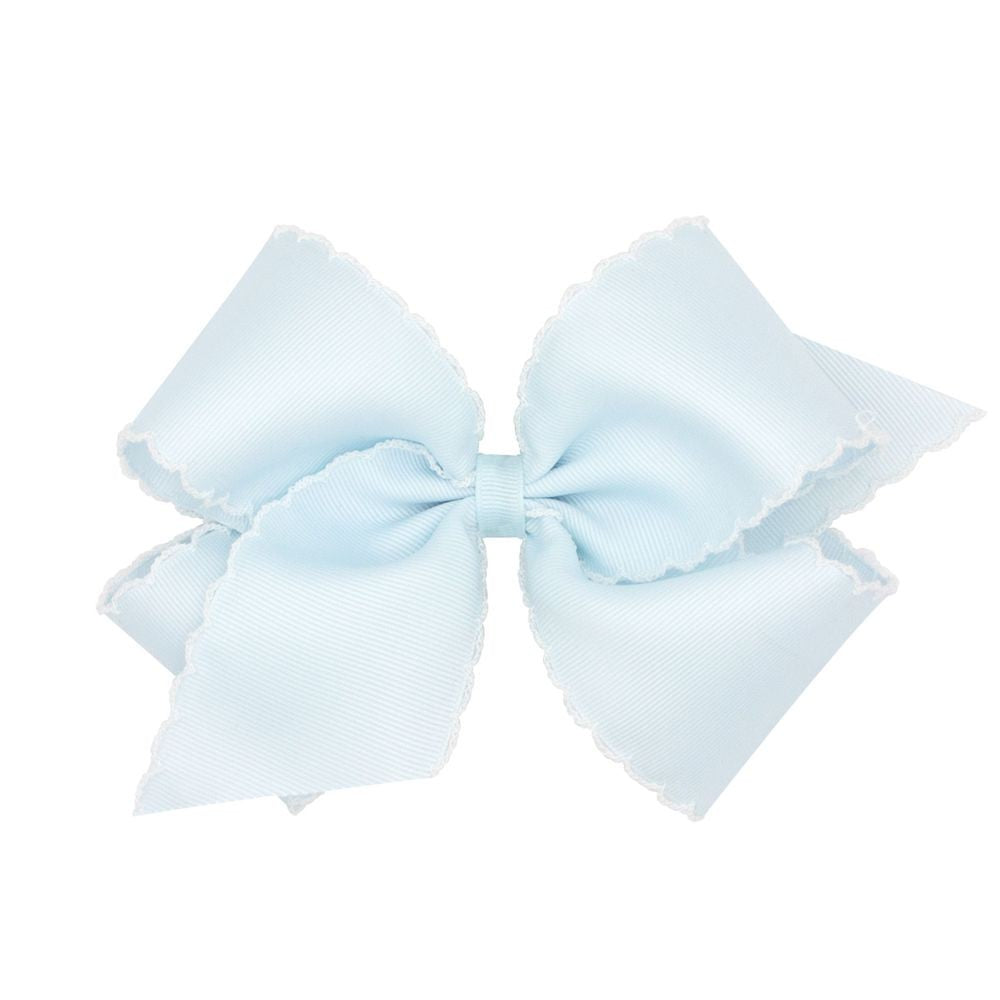Wee Ones Girls Classic Moonstitch Bow - Vapor Light Blue with White by Wee Ones
