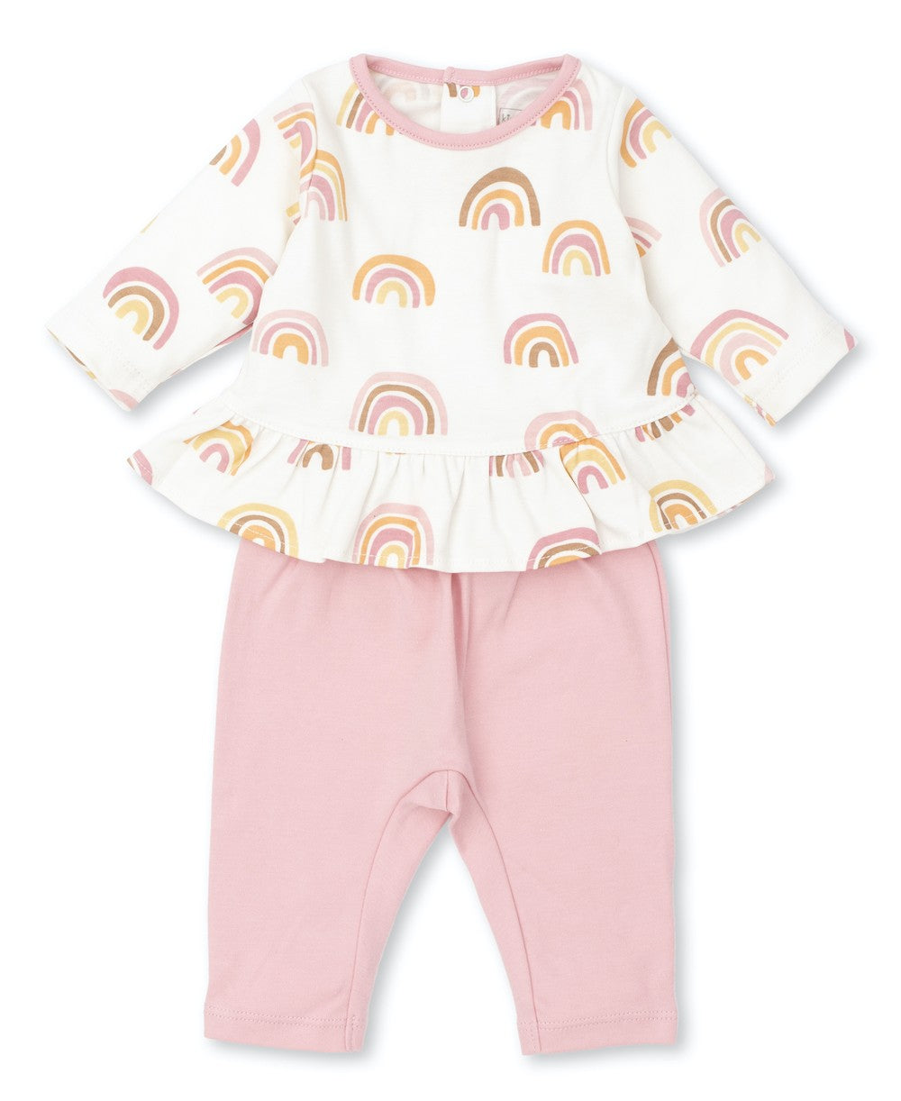 Kissy Kissy Love Baby Girls Pink Under the Rainbow Pants Set