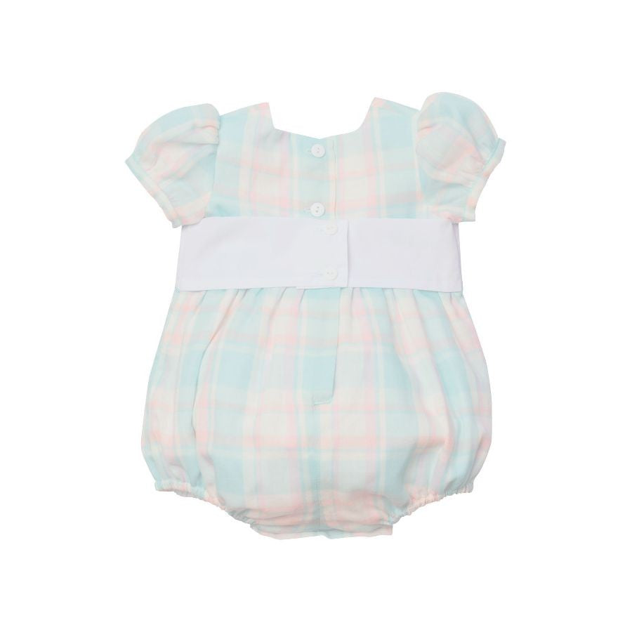 Sal & Pimenta Girls Bubble - Pink & Blue Breeze Plaid with Embroidered Hearts
