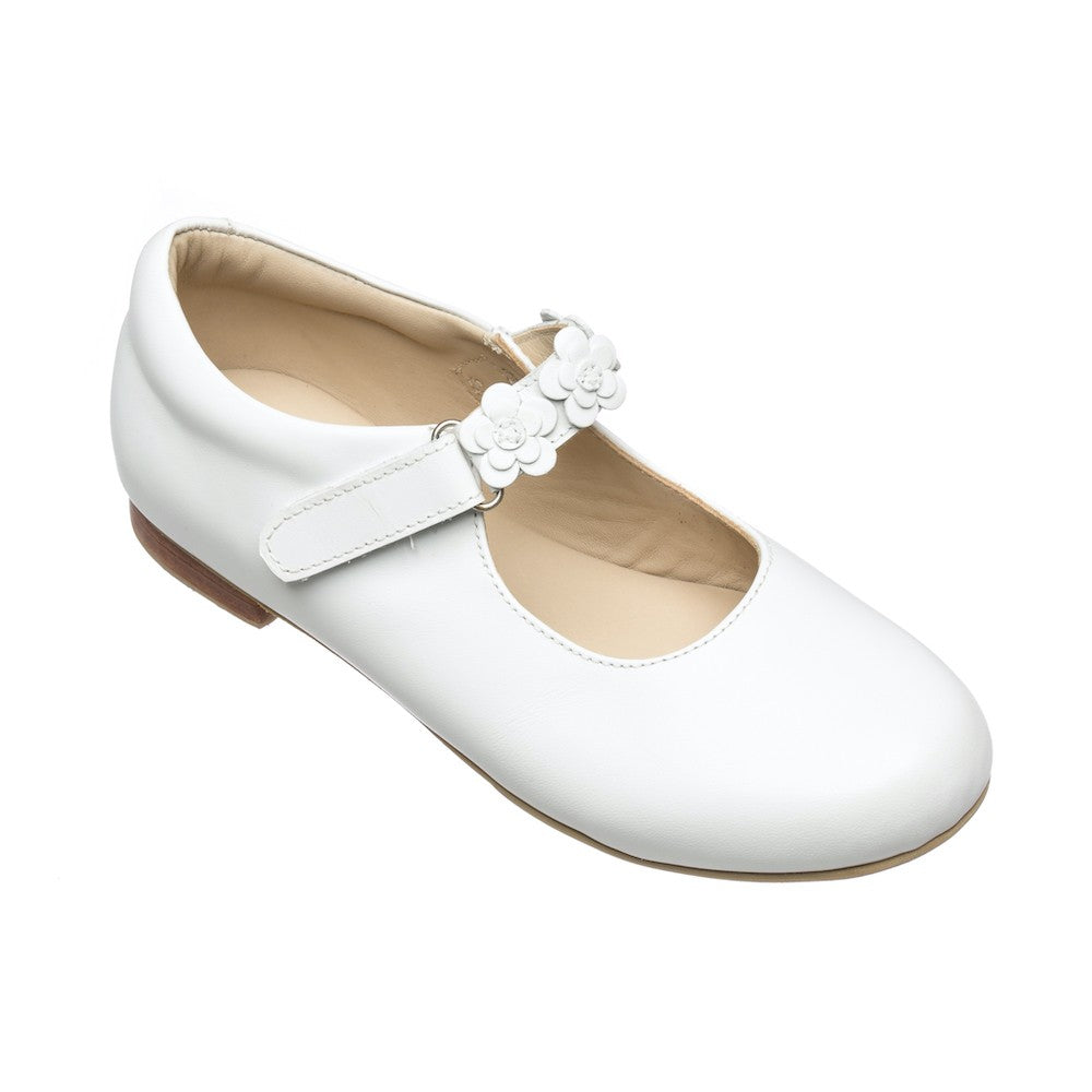 Elephantito Girls Dress Shoes - Flower Mary Janes - White
