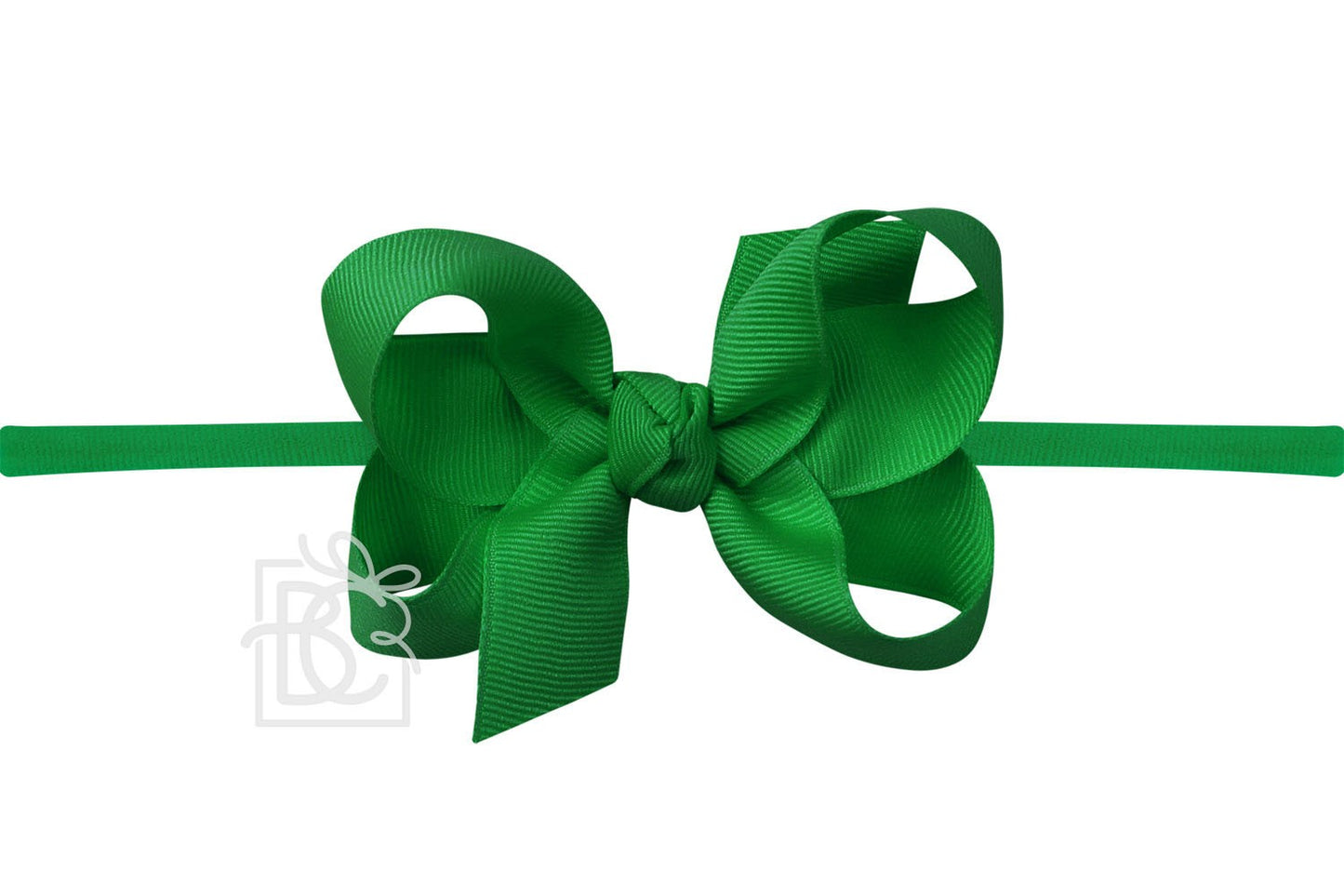 Beyond Creations Girls 1/4" Pantyhose Headband with Attached Bow - Grosgrain - Emerald Green