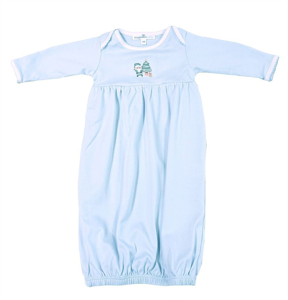 Magnolia Baby Boys Sweet Little Christmas Embroidered Gown - Blue