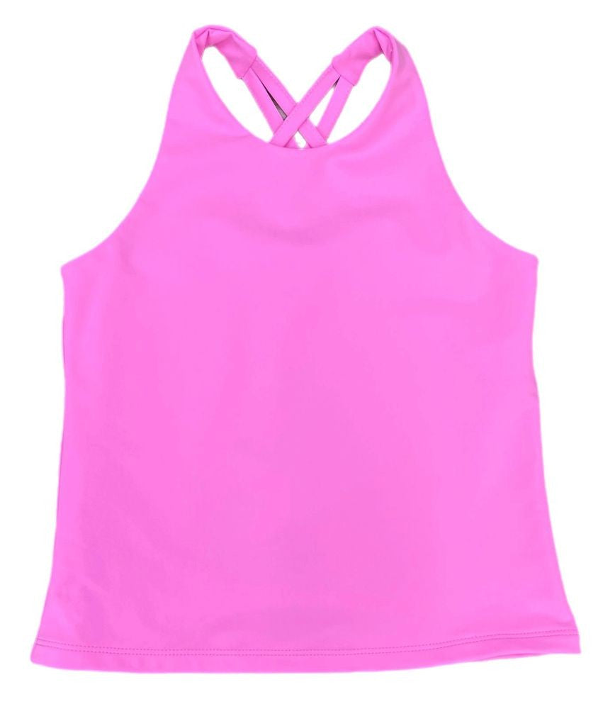 Be Elizabeth by James & Lottie Girls Athleisure Cross Back Top - Cotton Candy Pink