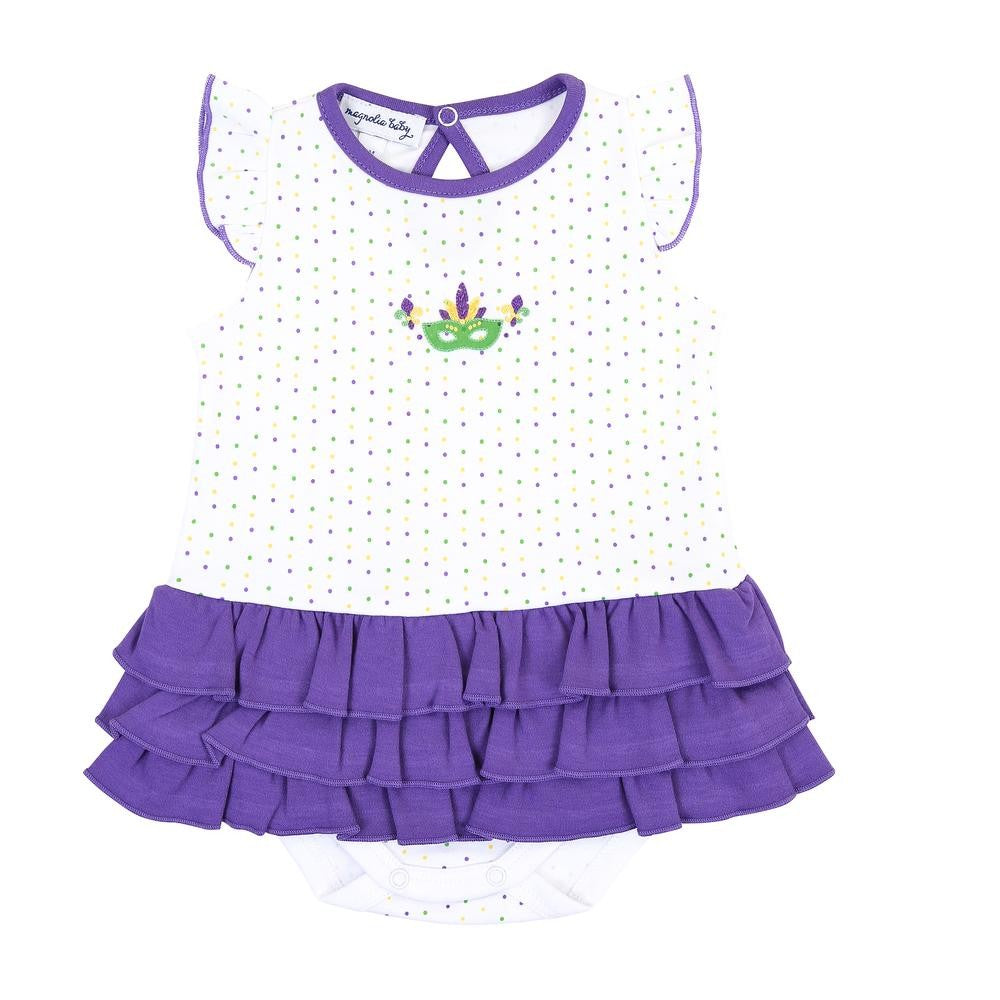 Magnolia Baby Girls Purple Mardi Gras Ruffle Flutters Bubble