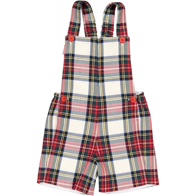 Sal & Pimenta Baby / Toddler Boys Shortall - Holiday Plaid - Red & White