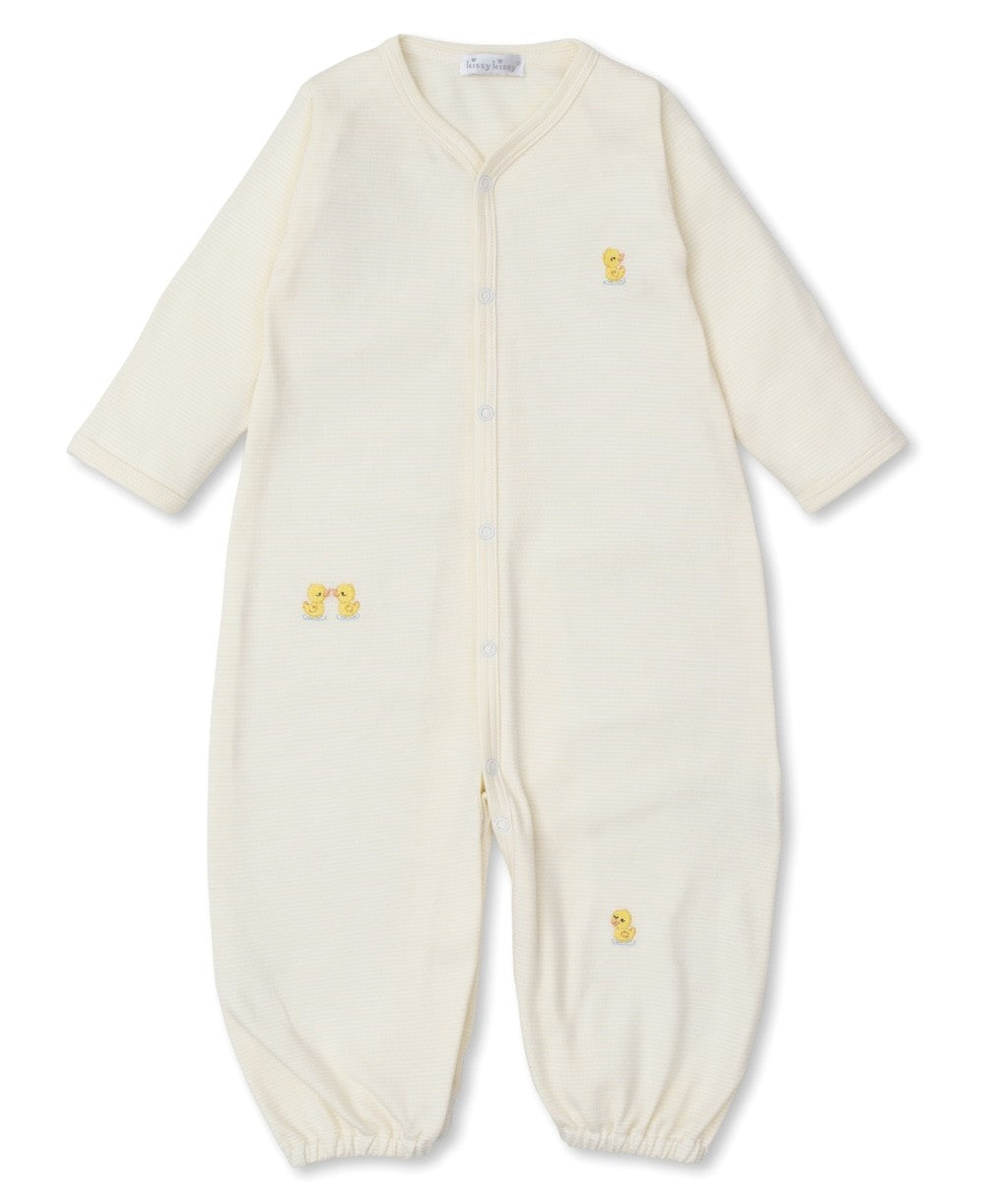 Kissy Kissy Baby Converter Gown - Yellow Stripe Dotty Ducks Ducklings