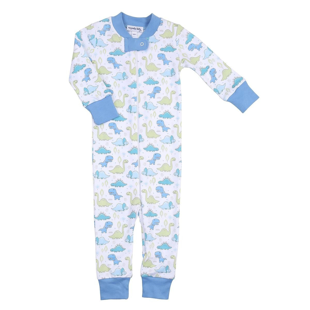 Magnolia Baby Boys Blue Little Dinosaurs Zipped Pajamas