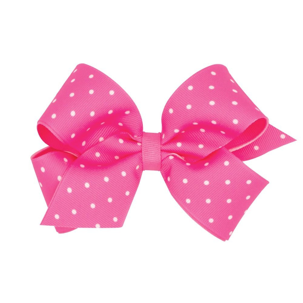 Wee Ones Girls Grosgrain Hair Bow - Tiny Dots - Hot Pink