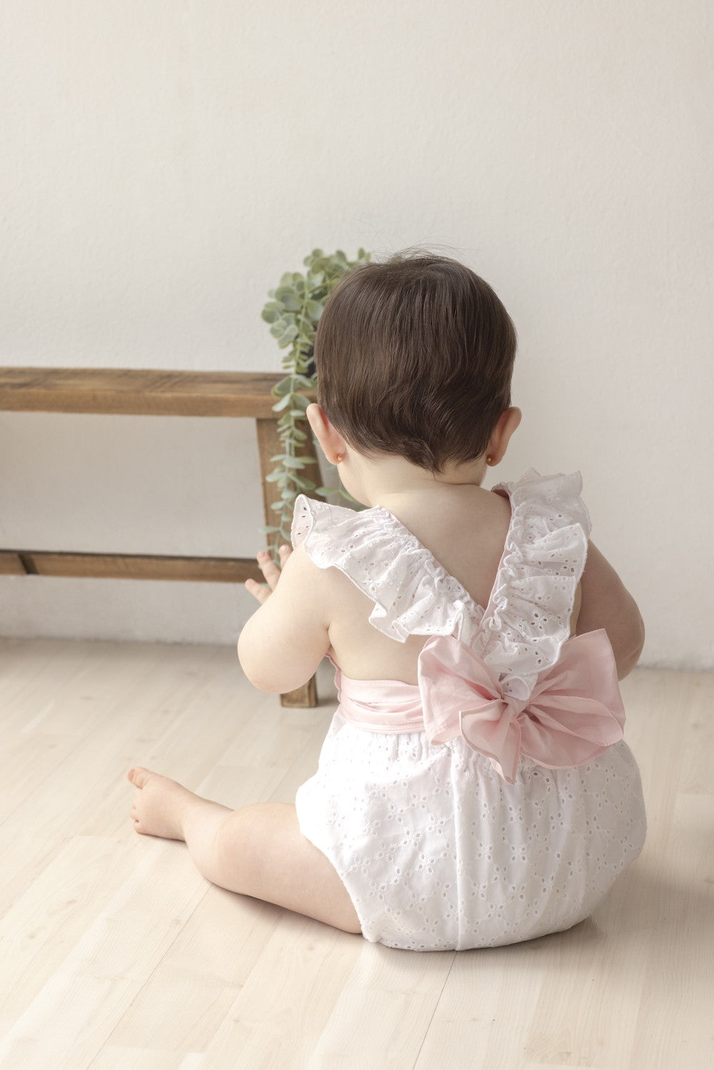 Sophie & Lucas Girls Passenger Princess Bubble - White Eyelet - Pink Sash
