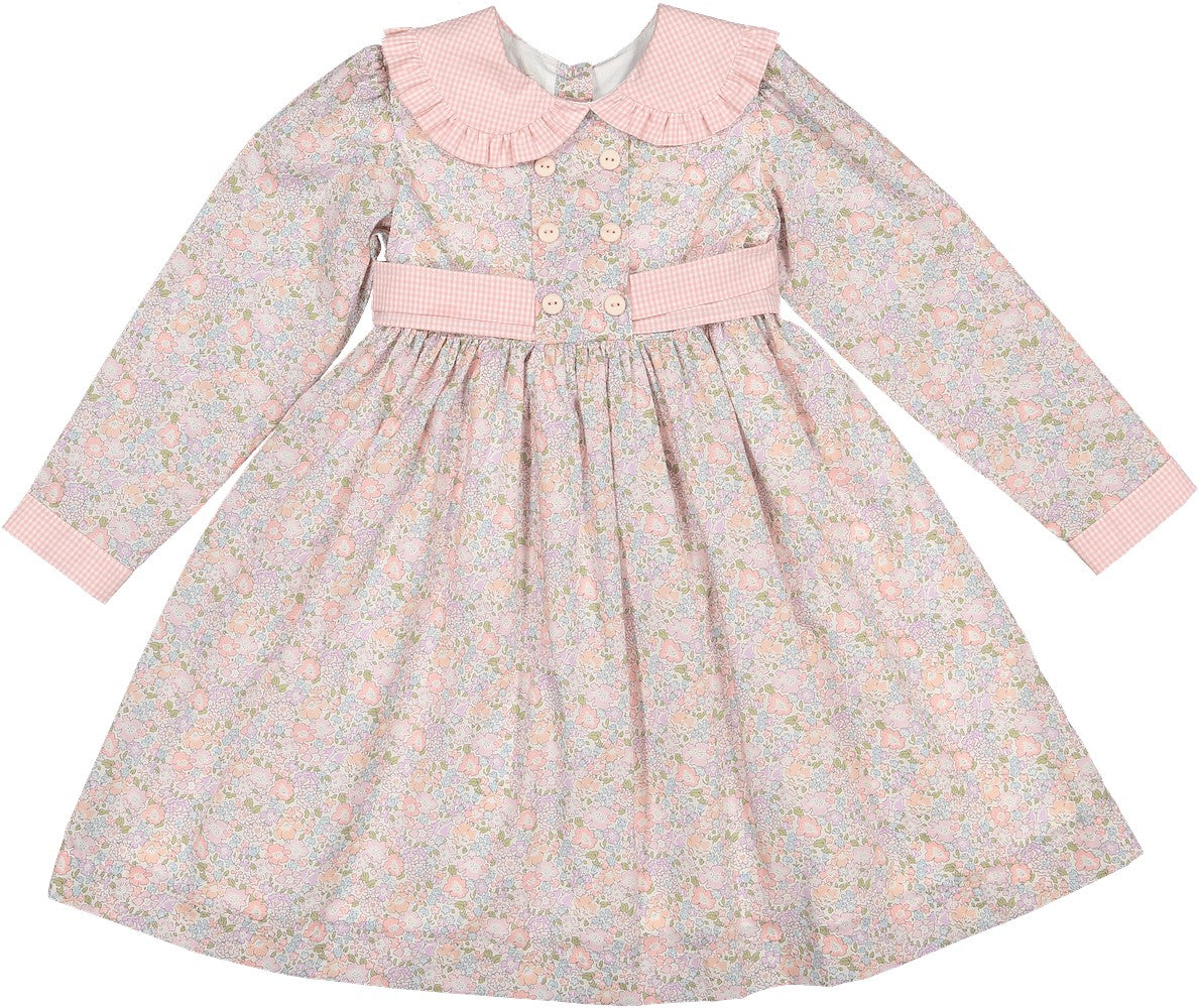 Sal & Pimenta Girls Dress - Pink Tuilleries Liberty Floral with Sash