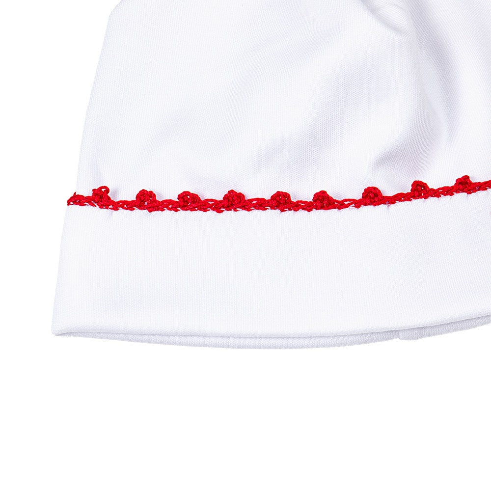 Magnolia Baby Holiday Baby Joy White Christmas Hat - Red Trim by Magnolia Baby
