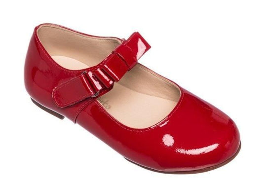 Elephantito Girls Shoes - Charlotte Mary Janes with Bow - Patent Red