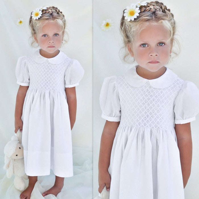 Feltman Brothers Girls Sweet White Smocked Midgie Dress by Feltman Brothers