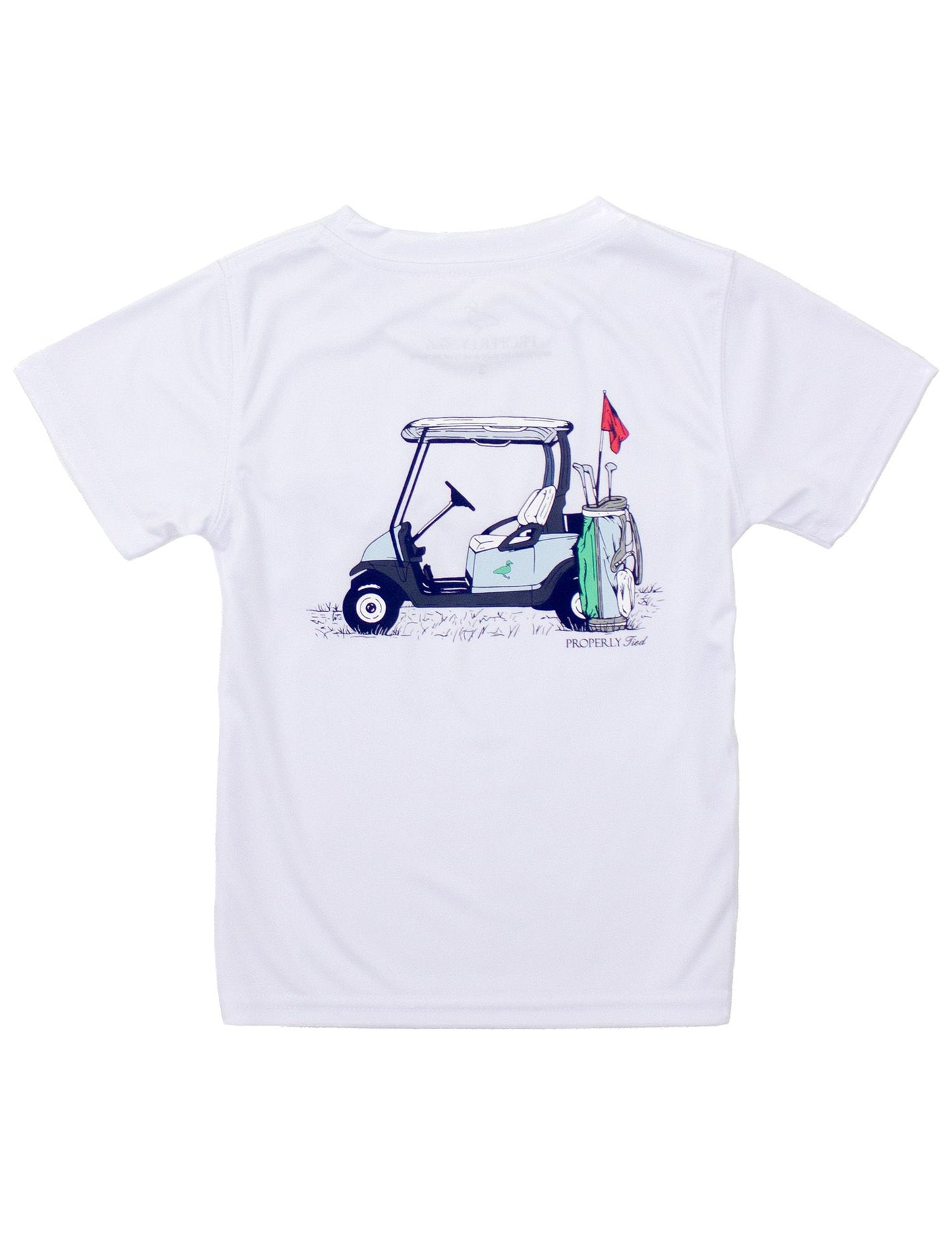 Properly Tied Boys Performance Tee Shirt - Back Graphic - Country Club on White by Properly Tied