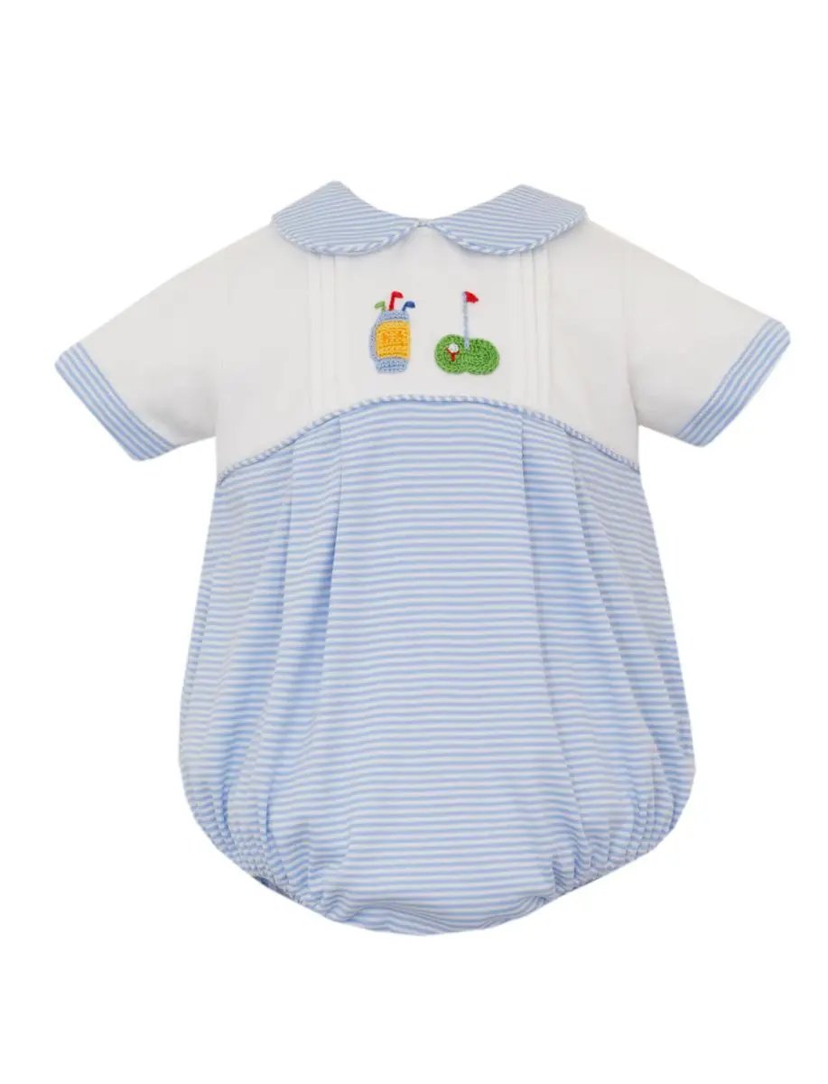 Petit Bebe Knits Boys Blue Stripe Knit Bubble - Golf Bag by Petit Bebe